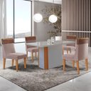 Ver imagem 1 de Mesa de Jantar Isadora 120cm Tampo Mdf Vidro com 4 Cadeiras Linho Capuccino Tork Off White Naturale