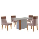 Ver imagem 2 de Mesa de Jantar Isadora 120cm Tampo Mdf Vidro com 4 Cadeiras Linho Capuccino Tork Off White Naturale