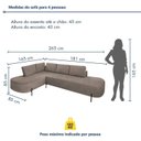 Ver imagem 3 de Sofá de Canto Orgânico 4 Lugares 265cm Base de Ferro Chaise Esquerda Luna Yescasa