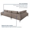 Sofá de Canto Orgânico 4 Lugares 265cm Base de Ferro Chaise Esquerda Luna - 6