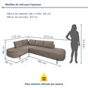 Ver imagem 3 de Sofá de Canto Orgânico 4 Lugares 265cm Base de Ferro Chaise Esquerda Luna Yescasa