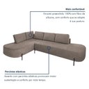Ver imagem 5 de Sofá de Canto Orgânico 4 Lugares 265cm Base de Ferro Chaise Esquerda Luna Yescasa