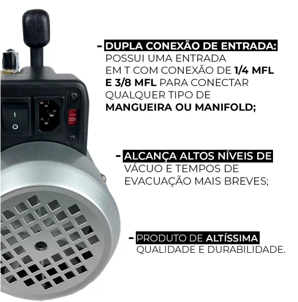 Bomba Vácuo 12cfm Duplo Estágio Bivolt Refrigeração Ar Split - 4