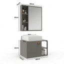 Ver imagem 3 de Conjunto Gabinete para Banheiro Suspenso com Cuba, Nichos e Espelheira 60cm em MDF Medelin Cimento Cinza