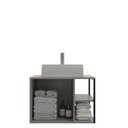 Ver imagem 4 de Conjunto Gabinete para Banheiro Suspenso com Cuba, Nichos e Espelheira 60cm em MDF Medelin Cimento Cinza
