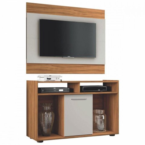 Rack com Painel para TV 43 Polegadas Notável Freijó Trend com Off White