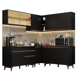 Armário de Cozinha Completa de Canto 382cm Preto Reims Madesa 01 - 3