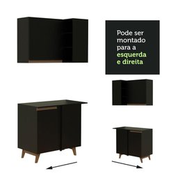 Armário de Cozinha Completa de Canto 382cm Preto Reims Madesa 01 - 8