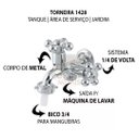 Ver imagem 2 de Torneira Maquina de Lavar Tanque 2 Saidas Metal Cromada 1428