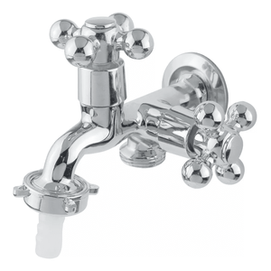 Torneira Maquina de Lavar Tanque 2 Saidas Metal Cromada 1428