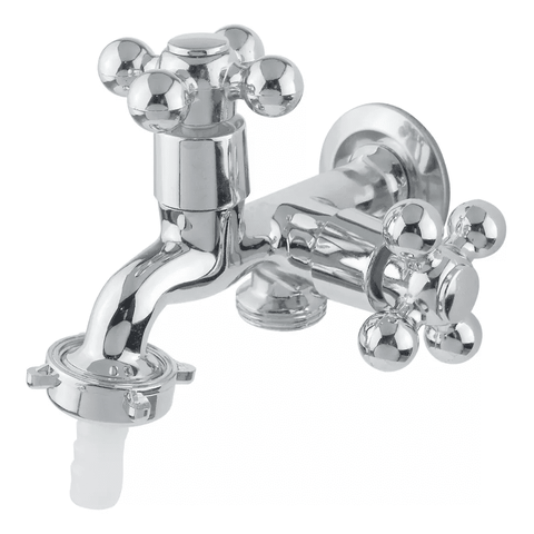 Torneira Maquina de Lavar Tanque 2 Saidas Metal Cromada 1428