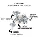 Ver imagem 2 de Torneira Maquina de Lavar Tanque 2 Saidas Metal Cromada 1428