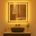 Ver imagem 3 de **Espelho Quadrado 80x80 cm LED 3 Cores Jateado Touch Moderno**