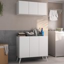 Ver imagem 2 de Conjunto Lavanderia Retrô Multiuso Armário Aéreo e Balcão 3 Portas Multimóveis Mp5050 Branco