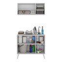 Ver imagem 4 de Conjunto Lavanderia Retrô Multiuso Armário Aéreo e Balcão 3 Portas Multimóveis Mp5050 Branco