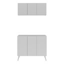 Ver imagem 5 de Conjunto Lavanderia Retrô Multiuso Armário Aéreo e Balcão 3 Portas Multimóveis Mp5050 Branco