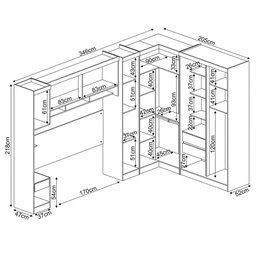 Jogo de Quarto Modulado Firenze de Casal Branco 5 Pçs Roupeiro de Canto em L + Mesa de Cabeceira - 4