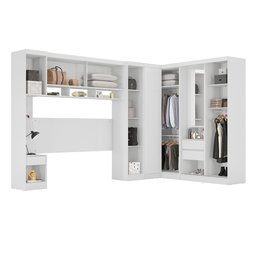 Jogo de Quarto Modulado Firenze de Casal Branco 5 Pçs Roupeiro de Canto em L + Mesa de Cabeceira - 3