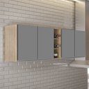 Ver imagem 2 de Kit 2 Armários Aéreos Califórnia 80cm e Nicho Garrafeiro 20cm Riad Castanho/cinza - Lumil