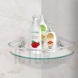 Kit de Acessorios para Banheiro Inox Porta Shampoo/prateleira de Vidro Único - 7