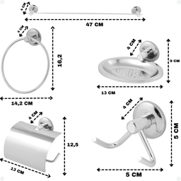Kit de Acessorios para Banheiro Inox Porta Shampoo/prateleira de Vidro Único - 2