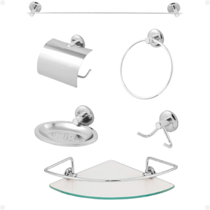 Kit de Acessorios para Banheiro Inox Porta Shampoo/prateleira de Vidro Único