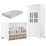 Berço Americano e Guarda Roupa Infantil Katatau Branco Acetinado com Colchão Gazin – Reller - 1