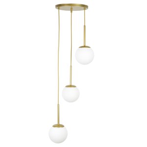 Lustre Pendente Jabuticaba Dourado 3 Globos de Vidro