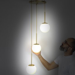 Lustre Pendente Jabuticaba Dourado 3 Globos de Vidro - 4