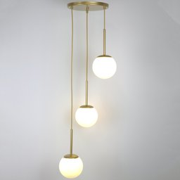 Lustre Pendente Jabuticaba Dourado 3 Globos de Vidro - 5