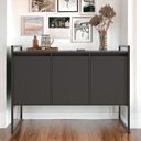 Ver imagem 1 de Buffet Aparador Gael Industrial 3 Portas 120cm Preto Onix Plata Móveis