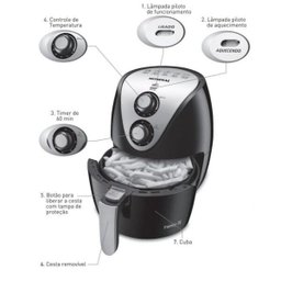 Fritadeira Elétrica Sem Óleo Air Fryer Mondial Family IV AF-30 3,5 Litros 1500W Voltagem:220V - 4