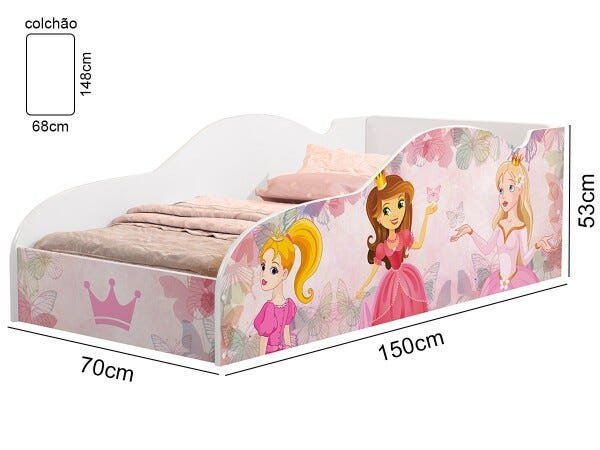 Cama Infantil Princesa Rosa com Colchão - Rosa - 3