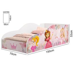 Cama Infantil Princesa Rosa com Colchão - Rosa - 3