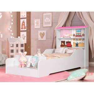 Cama Casa Infantil Princesa com Prateleiras