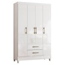 Ver imagem 1 de Guarda Roupa Solteiro 111cm 4 Portas Évora M07 Branco - Mpozenato