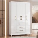 Ver imagem 2 de Guarda Roupa Solteiro 111cm 4 Portas Évora M07 Branco - Mpozenato