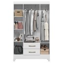 Ver imagem 4 de Guarda Roupa Solteiro 111cm 4 Portas Évora M07 Branco - Mpozenato