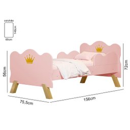 Cama Infantil Realeza Rosa com Colchão - 3