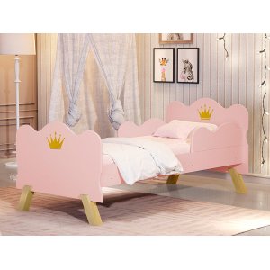Cama Infantil Realeza Rosa com Colchão