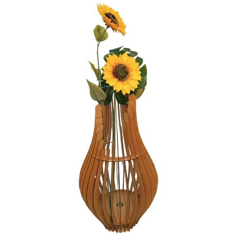 Vaso de Chão Decorativo Grande Andromeda Mdf:mdf Cru/85x30cm