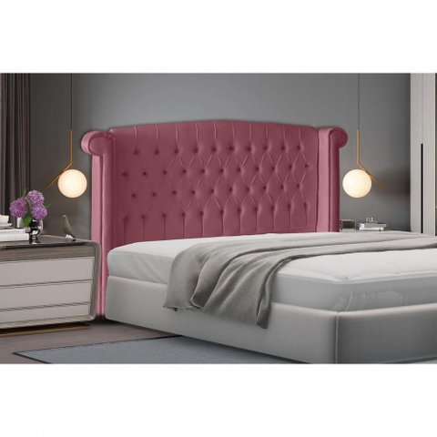 Cabeceira de Cama Box Toquio Casal Queen 160 Cm Suede Rosa Bebê do Lar Móveis e Decoração
