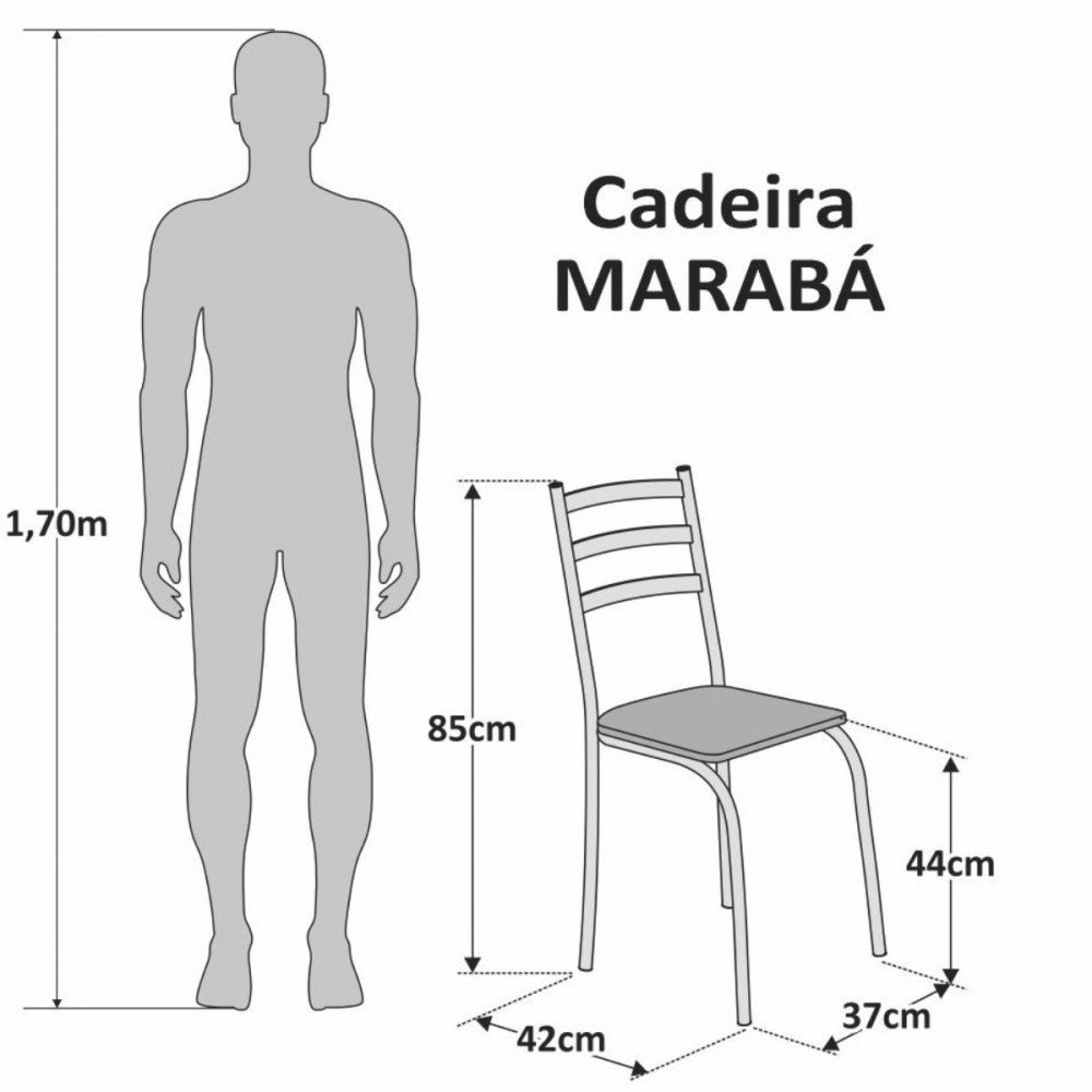 Conjunto com 6 Cadeiras Maraba Liso Branco Assento Paraopeba Teixeira - 4