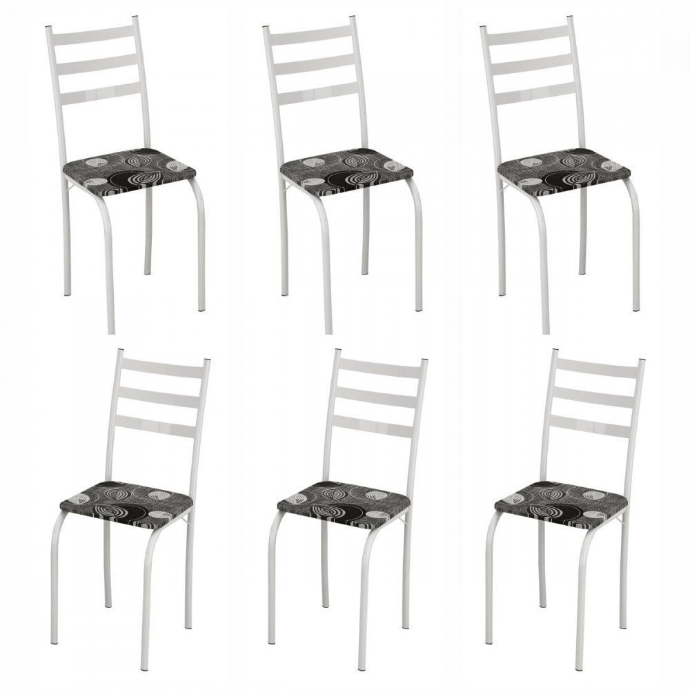 Conjunto com 6 Cadeiras Maraba Liso Branco Assento Paraopeba Teixeira - 1