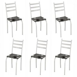 Conjunto com 6 Cadeiras Maraba Liso Branco Assento Paraopeba Teixeira - 1