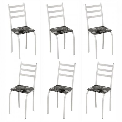 Conjunto com 6 Cadeiras Maraba Liso Branco Assento Paraopeba Teixeira