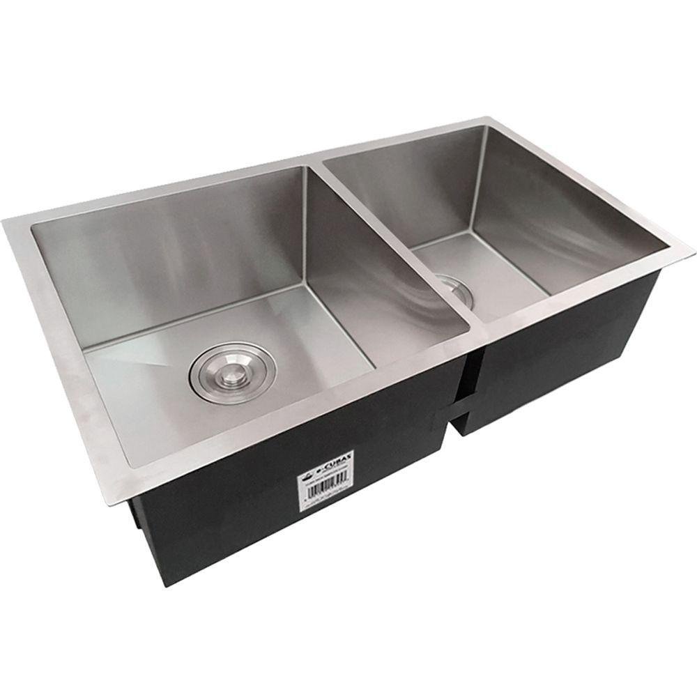 Cuba Dupla Quadrada Inox 304 Gourmet 9040 Assimétrica Com Válvula - Ec048 - 3