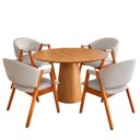 Ver imagem 3 de Mesa Cone Tampo 90cm Redondo & 4 Cadeiras Lithi Linho Cinza-Claro com Braços Design Elegante