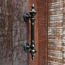 Ver imagem 5 de Puxador Duplo Classic 260mm Preto Fosco Porta Pivotante Correr Passagem Madeira Vidro Rustico
