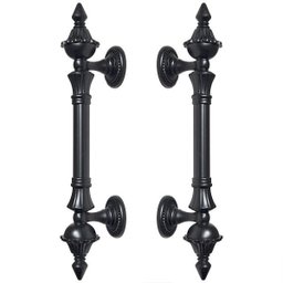 Puxador Duplo Classic 260mm Preto Fosco Porta Pivotante Correr Passagem Madeira Vidro Rustico - 1